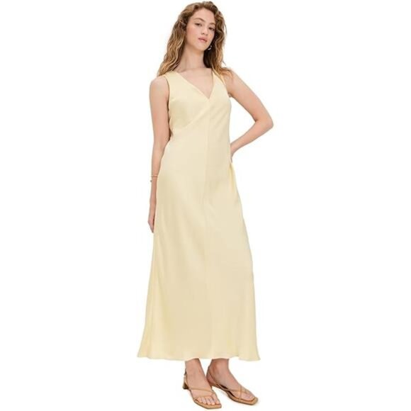 Favorite Daughter The Favorite Column Maxi Dress Moonbeam Satin Women's Scandi - Picture 7 of 7